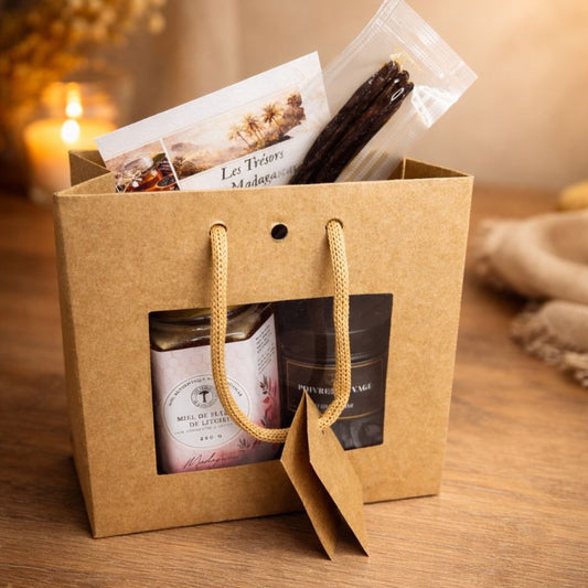 Coffret Cadeau Madagascar – Miel de Litchi, Vanille Bourbon & Poivre noir